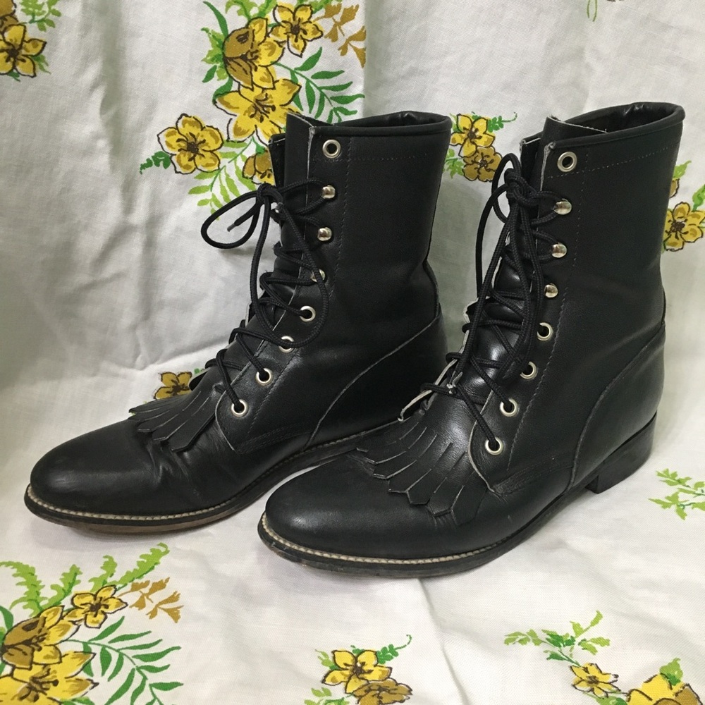 black leather boots